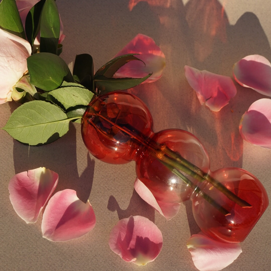 BUBBLE VASE/CANDLESTICK HOLDER- RED & PINK