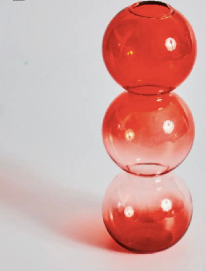 BUBBLE VASE/CANDLESTICK HOLDER- RED & PINK