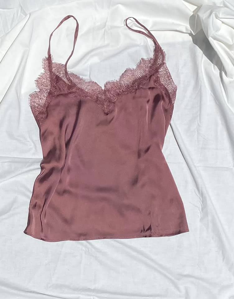 blush pajama cami with lace detail