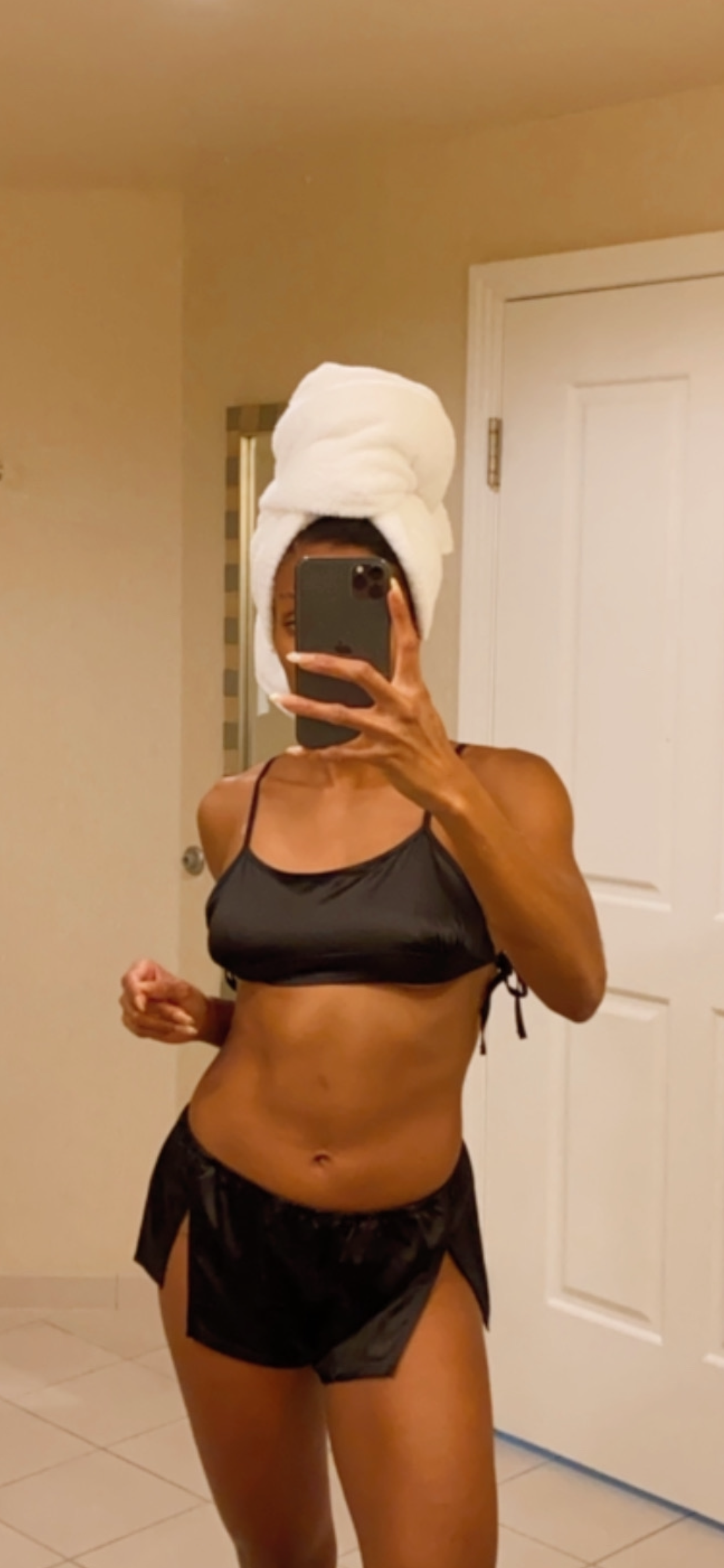 black crop and shorts pajama set