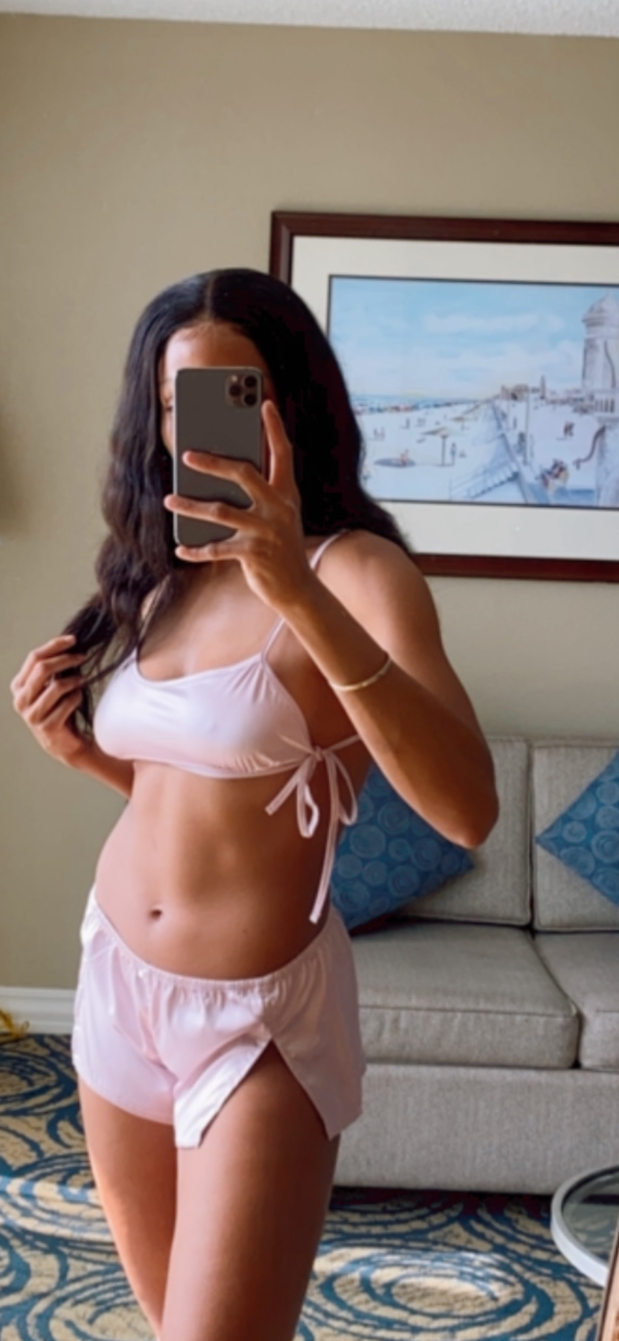 pink crop and shorts pajama set