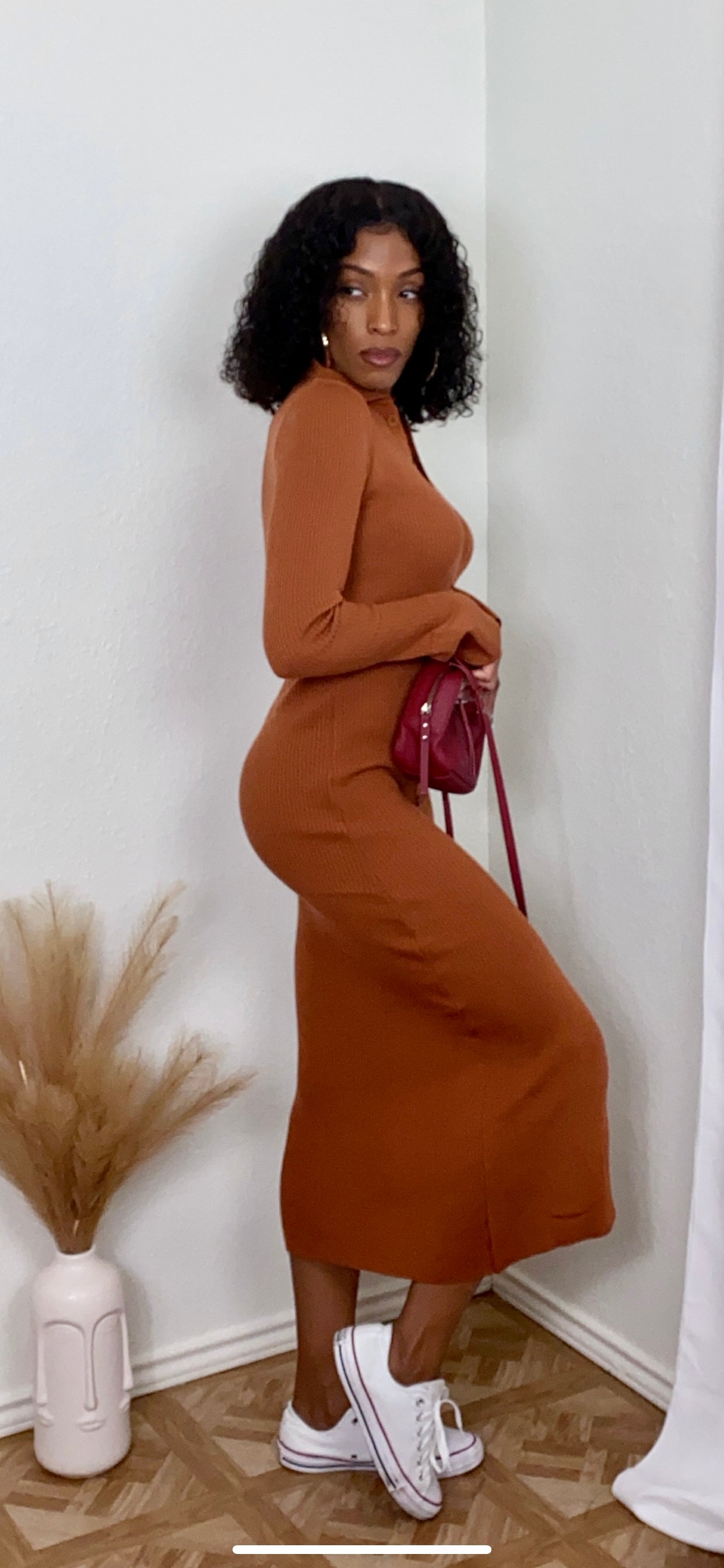 Kelly ribbed dress (BROWN)