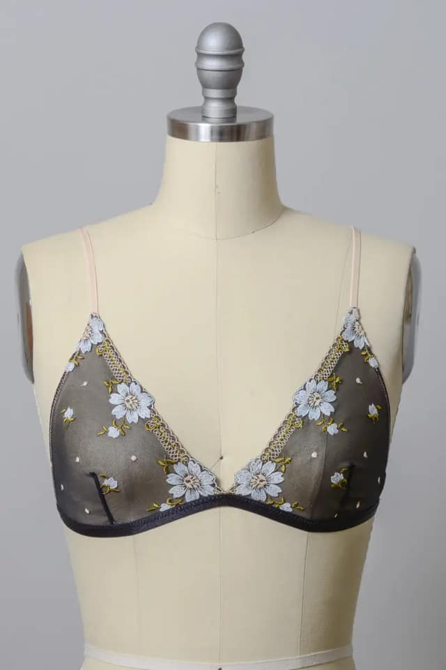 Natalia floral mesh bralette (BLACK)
