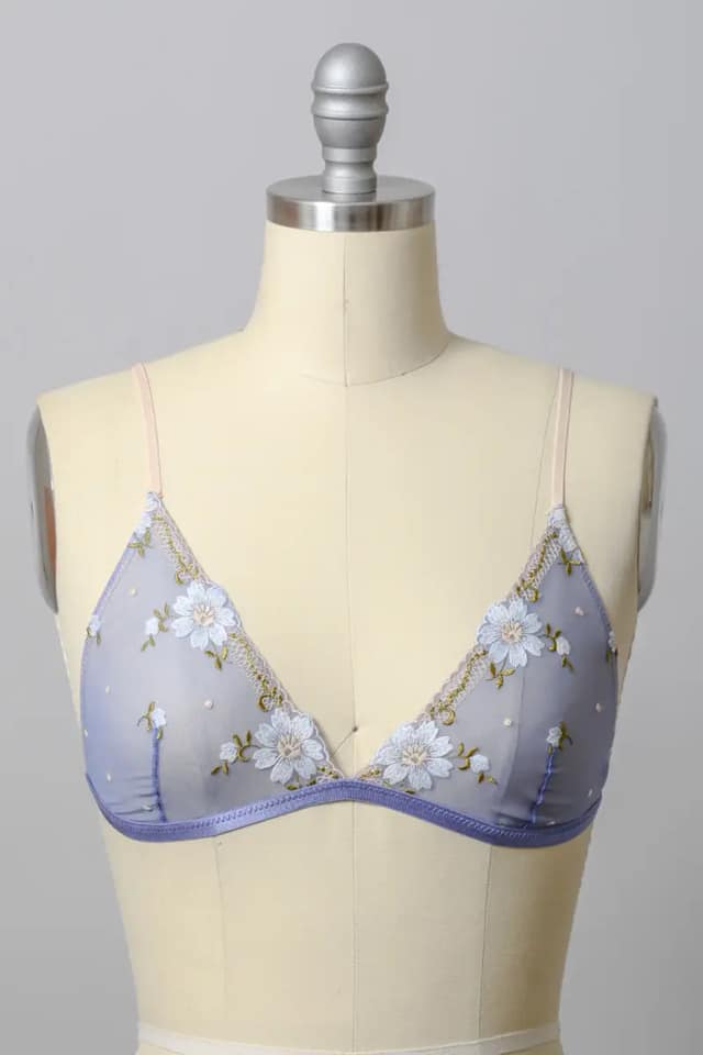 Natalia- Floral Mesh Bralette (PERIWINKLE)
