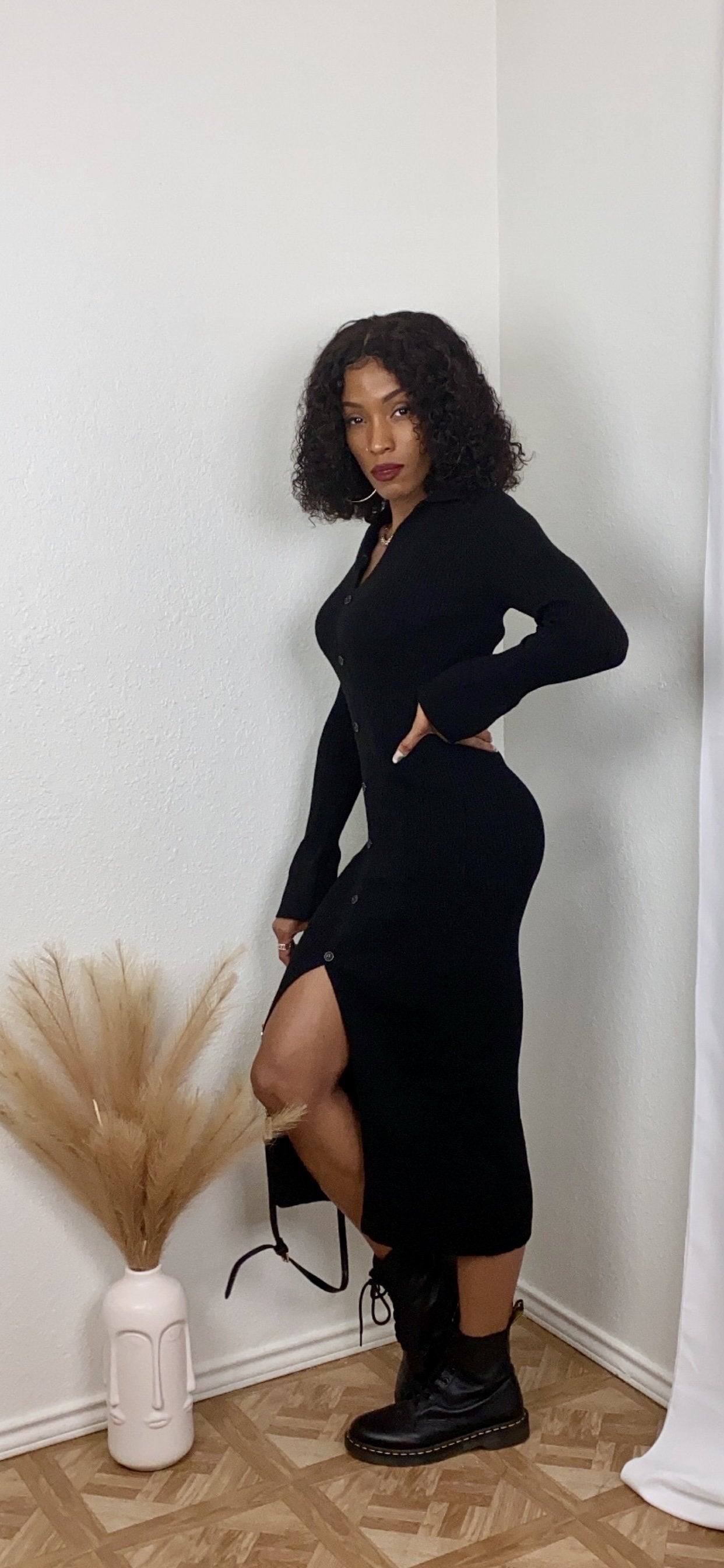 Kelly ribbed dress (BLACK)