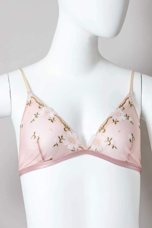 Natalia- Floral Mesh Bralette (PINK)