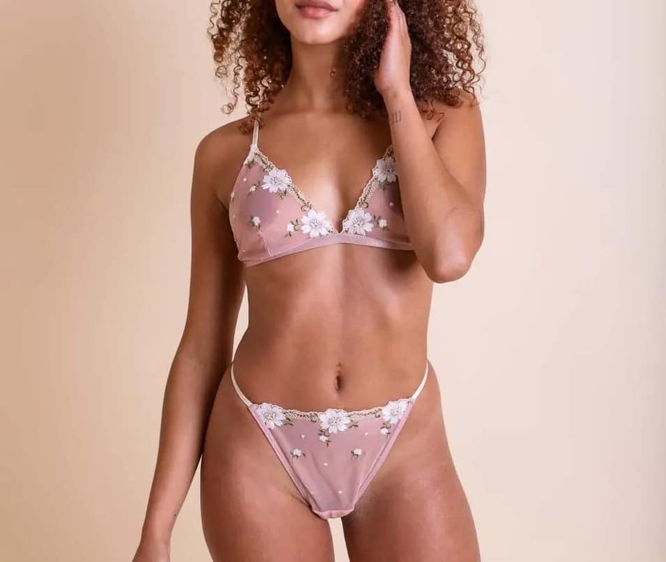 Natalia- Floral Mesh Bralette (PINK)
