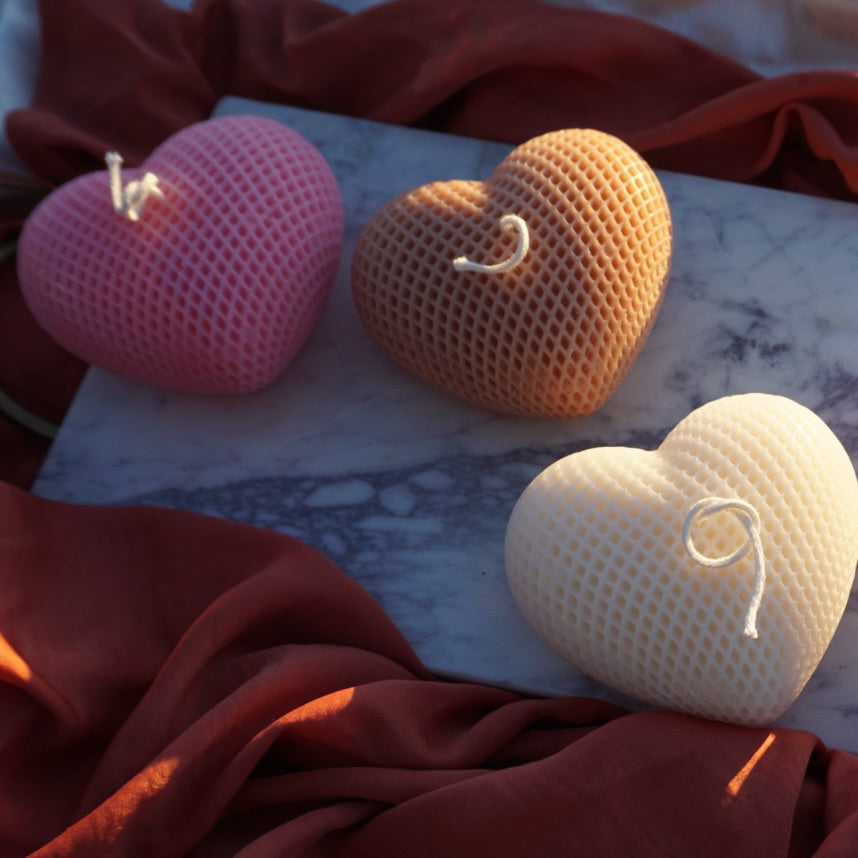 LATTICE HEART- IN PINK, NUDE AND IVORY