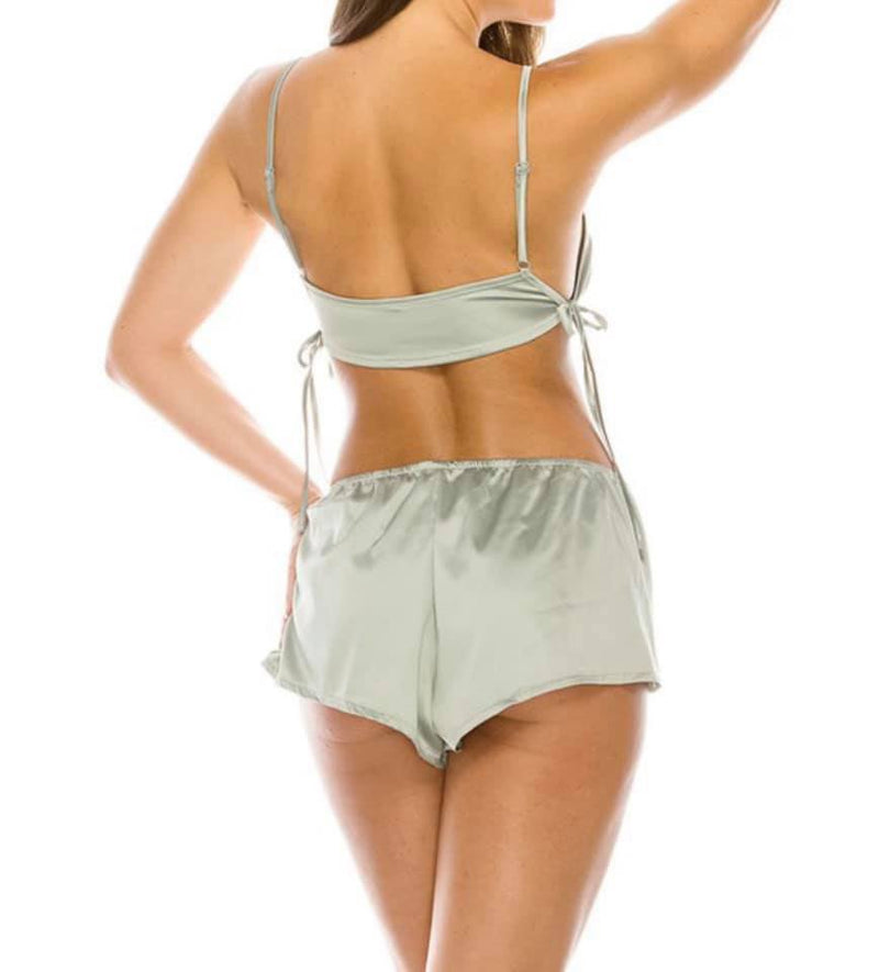 sage crop and shorts pajama set